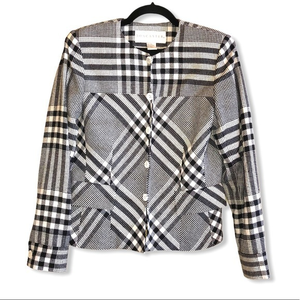DONCASTER Black White Plaid Silk Jacket 6‎